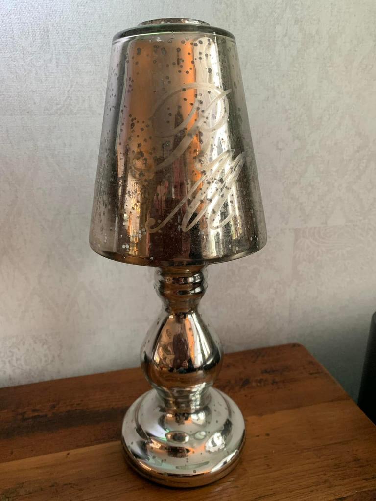 Riviera Maison kandelaar van glas, Huis en Inrichting, Lampen | Tafellampen, Ophalen, Zo goed als nieuw, Glas, Minder dan 50 cm