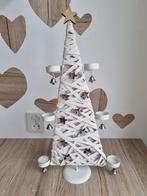 Mooie Grote Brocante Kerstboom Kaars Houder Hout Rotan Met., Verzenden, Zo goed als nieuw