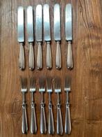 6 Antieke messen en 6 vorken, staal met zilveren heften, Antiek en Kunst, Ophalen of Verzenden