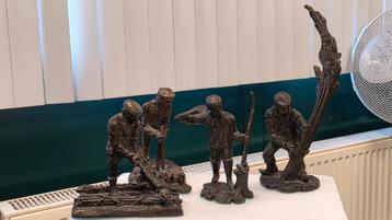 Jaap Hartman - Brons beeldjes Biesbosch Werkers - Gesigneerd beschikbaar voor biedingen