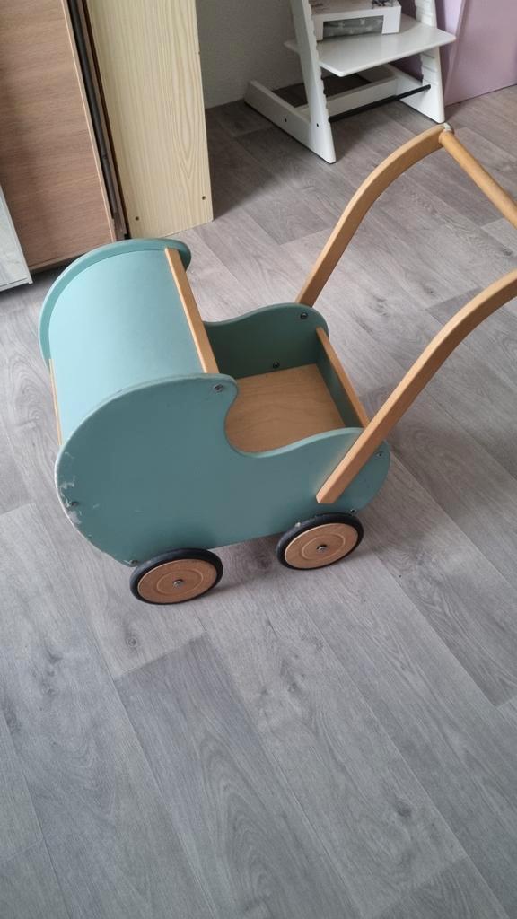 Houten Poppenwagen - Vintage Charme, Kinderen en Baby's, Speelgoed | Houten speelgoed, Gebruikt, Duw- of Trekspeelgoed, Ophalen of Verzenden