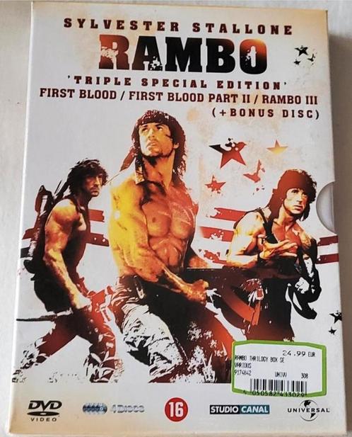 Stallone Rambo 1,2 & 3 Triple Special Edition Sealed Dvd's, Cd's en Dvd's, Dvd's | Actie, Nieuw in verpakking, Actie, Alle leeftijden