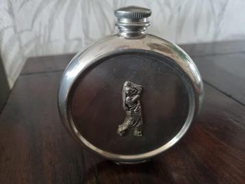 Tinnen Pender Bross – Sheffield zakfles met Golf motief. beschikbaar voor biedingen