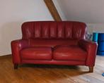 Prachtig rood leren design bankje, Ophalen, 150 tot 200 cm, Tweepersoons, 75 tot 100 cm