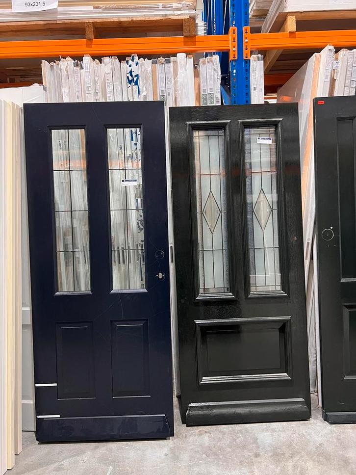 Hardhouten voordeuren 83x201,5 en 88x201,5, Doe-het-zelf en Verbouw, Deuren en Horren, Zo goed als nieuw, Buitendeur, 200 tot 215 cm