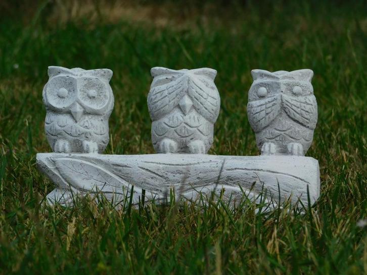 Uiltjes - horen, zien & zwijgen - vol steen, Verzamelen, Beelden en Beeldjes, Nieuw, Dier, Ophalen of Verzenden