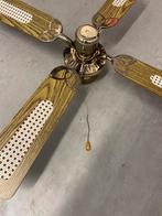 Vintage plafondventilator messing/webbing met trekketting, Witgoed en Apparatuur, Ventilatoren, Ophalen of Verzenden, Zo goed als nieuw
