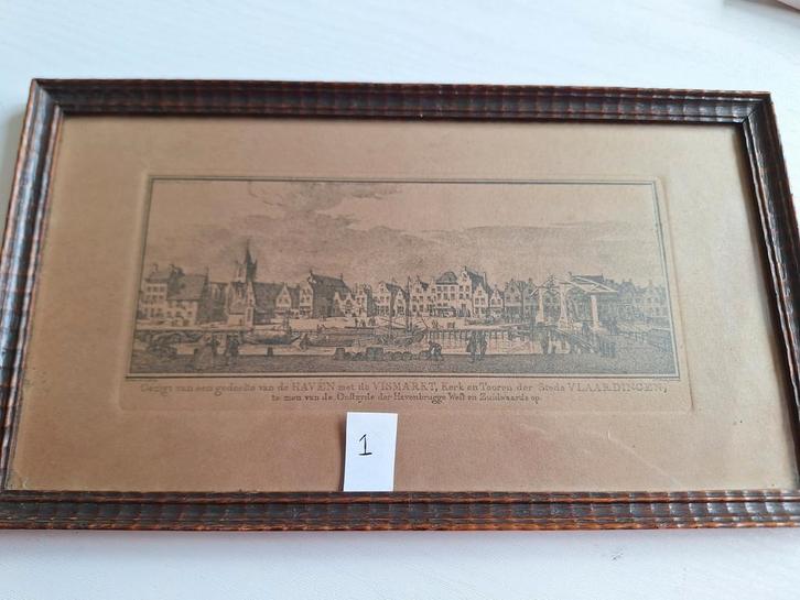 4 gravures van Vlaardingen, Antiek en Kunst, Kunst | Etsen en Gravures, Ophalen of Verzenden