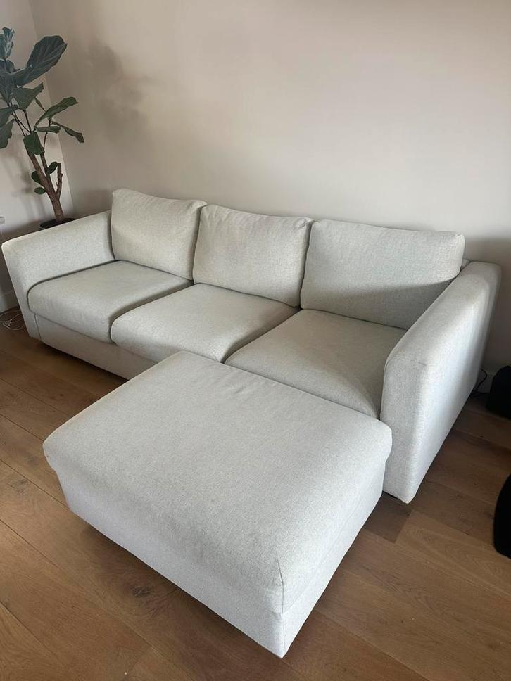 Ikea Vimle driezits bank en poef / hocker, Huis en Inrichting, Banken | Sofa's en Chaises Longues, Zo goed als nieuw, 200 tot 250 cm