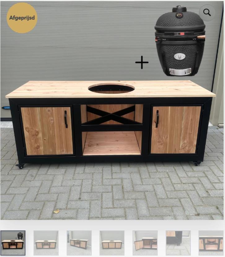 Buitenkeuken stalen frame met Kamado | Zomerdeal, Tuin en Terras, Buitenkeukens, Nieuw, Houtskool, Inbouw, Ophalen of Verzenden
