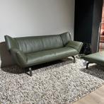 Te Koop ongebruikte nieuwe olijf groene Leolux Devon bank, Minder dan 75 cm, Leer, Ophalen of Verzenden, Rechte bank