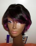100% Human hair wig - Equal - Echthaar pruik d'bruin-pink, Ophalen of Verzenden, Zo goed als nieuw, Pruik of Haarverlenging