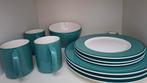 3 delig Servies groen met wit, Servies voor Student, Borden, Ophalen, Zo goed als nieuw, Aardewerk, Overige stijlen