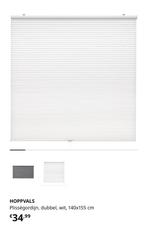 Hoppvals plisségordijn wit 140x155cm, 100 tot 150 cm, Wit, Ophalen of Verzenden, Zo goed als nieuw