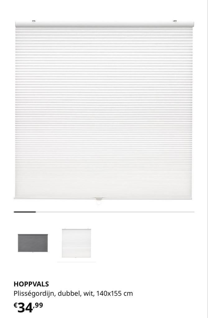 Hoppvals plisségordijn wit 140x155cm, Huis en Inrichting, Stoffering | Gordijnen en Lamellen, Zo goed als nieuw, 150 tot 200 cm