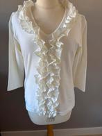 Leuke witte top met rushes en 3/4 mouw, Maat 38/40 (M), Wit, Nieuw, Ophalen of Verzenden