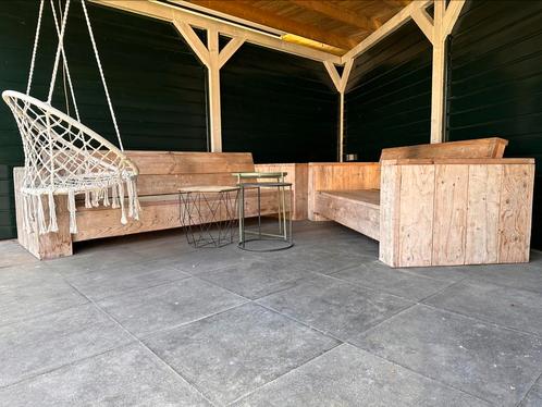 Steigerhoutenbank set - 2 banken + hoekmeubel op maat, Tuin en Terras, Tuinbanken, Gebruikt, Hout, Ophalen