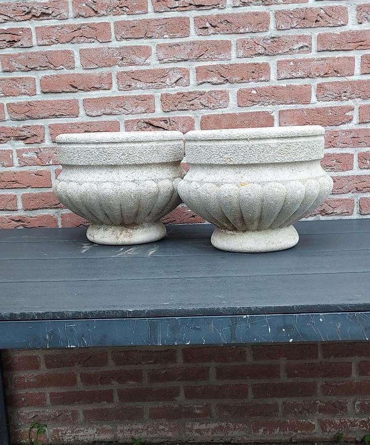 set bloembakken beton composiet, Tuin en Terras, Bloembakken en Plantenbakken, Gebruikt, Beton, Tuin, Minder dan 30 cm, Minder dan 60 cm