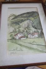 Zwitsers berglandschap aquarel, gesigneerd, Ophalen of Verzenden