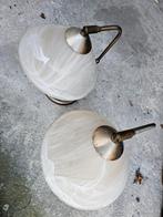 2x vantage tafel lamp - goud kleur - metaal en glas, Ophalen of Verzenden, Gebruikt, Glas