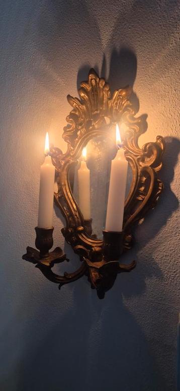 Antieke Wandkandelaar met Spiegel - Jaren '50 beschikbaar voor biedingen