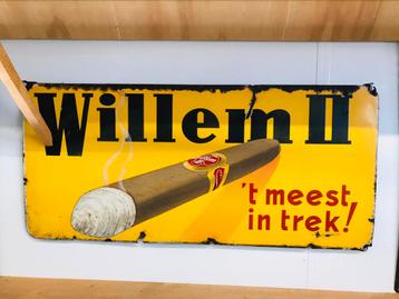 Emaille reclamebord Willem 2  sigaren 