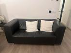 Zwarte Leren Bank – 2,5-Zits – In Goede Staat, Huis en Inrichting, Banken | Bankstellen, Ophalen, Gebruikt, Overige maten, 150 tot 200 cm