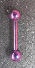Paarsroze titanium (tong)piercing (barbell), 1,6 x 12 mm., Ophalen of Verzenden, Nieuw, Tongpiercing