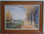 Olieverfschilderij - R. Goyard - Uitzicht op de Seine, Verzenden