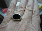 mooie echt zilveren ring met ovalen onix in de breedte m17,5, Gebruikt, Ophalen of Verzenden, 17 tot 18, Met edelsteen