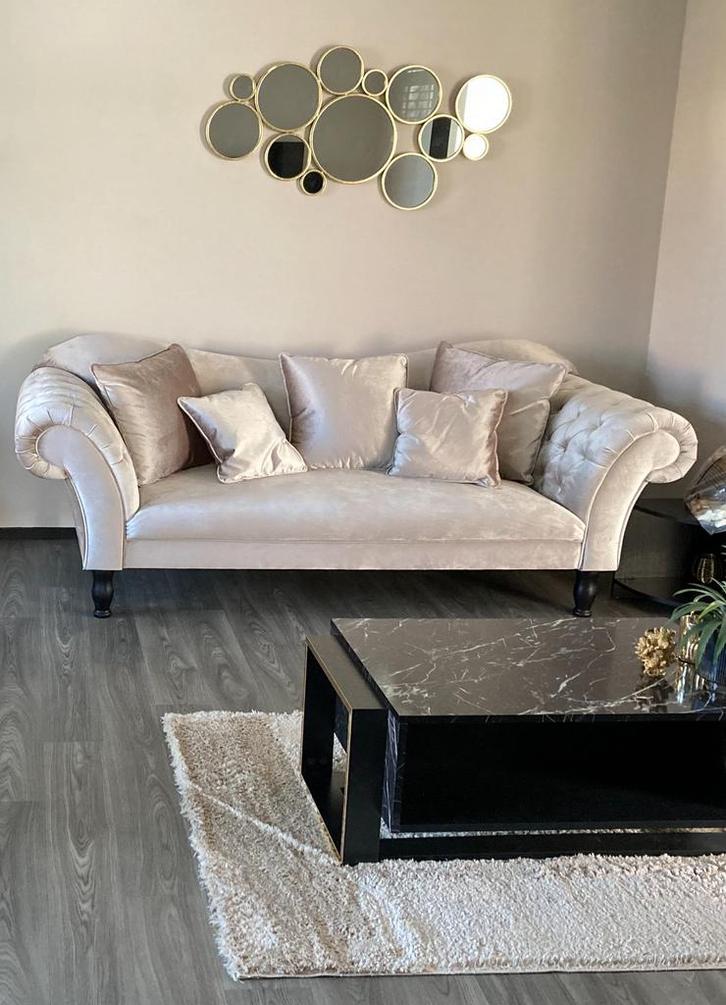 3-zits bank velvet chesterfield look, Huis en Inrichting, Banken | Bankstellen, Zo goed als nieuw, Rechte bank, Driepersoons, 200 tot 250 cm