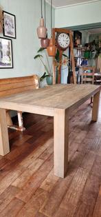 Greywash houten tafel, 200 cm of meer, 50 tot 100 cm, Gebruikt, Rechthoekig