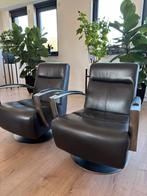 2 luxe moderne leren draaifauteuils – grijs leer, Huis en Inrichting, Ophalen, Zo goed als nieuw, 75 tot 100 cm, Leer