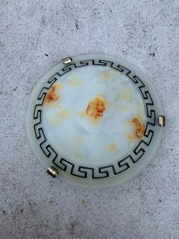 Griekse Plafondlamp met Motief, Huis en Inrichting, Lampen | Plafondlampen, Gebruikt, Glas, Ophalen