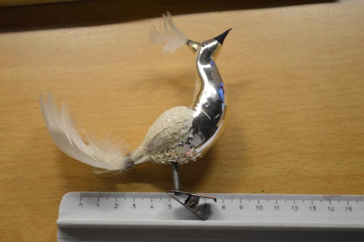 70 j oude glazen kerstvogel op knijper voor in de kerstboom, Diversen, Kerst, Zo goed als nieuw, Ophalen