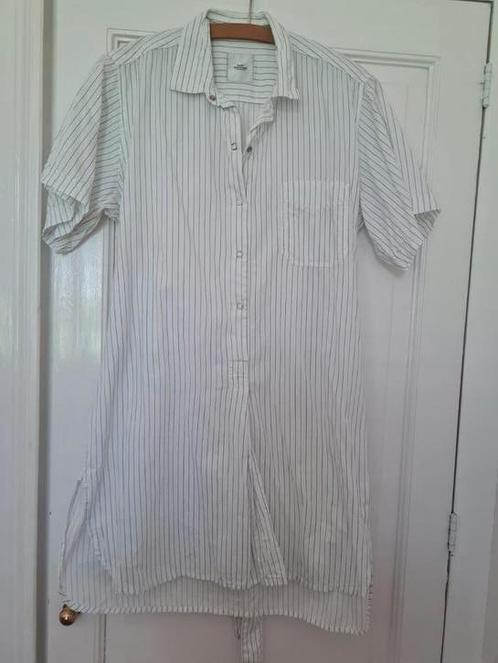 Witte Blousejurk MADS NØRGAARD streep maat 40 ZGAN, Kleding | Dames, Blouses en Tunieken, Zo goed als nieuw, Maat 38/40 (M), Wit