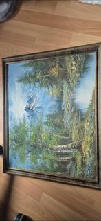 Schilderij: Berglandschap met Bos en Water, Antiek en Kunst, Kunst | Schilderijen | Klassiek, Ophalen of Verzenden