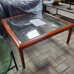 Salontafel  kersenhout met glazen blad, Huis en Inrichting, Ophalen, Vierkant, Zo goed als nieuw, Kersenhout