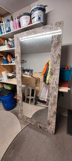 Grote RVS Spiegel met marmerlook, Ophalen, Gebruikt, 75 tot 100 cm, 150 tot 200 cm