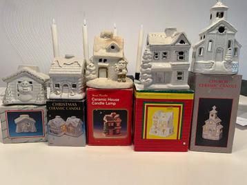 Keramiek Kersthuisjes met Kaarsverlichting beschikbaar voor biedingen