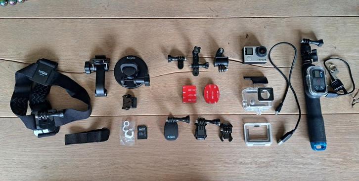 GoPro Hero 4 Black + accessoires + remote, Audio, Tv en Foto, Actiecamera's, Zo goed als nieuw, GoPro, Ophalen of Verzenden