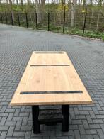 Rechthoekige eettafel 220x100x3 verjongd eiken rustiek, Ophalen, Eikenhout, 50 tot 100 cm, Rechthoekig