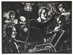 Freda C. Bone (Irish, 20th century) Houtsnede 'Dronkemanslie, Ophalen of Verzenden