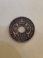 4 stuks Five Cents East Africa 1921-1933-1942-1963, Verzenden, Overige landen