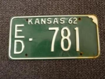 Kentekenplaat licenseplate Kansas 1962 USA beschikbaar voor biedingen