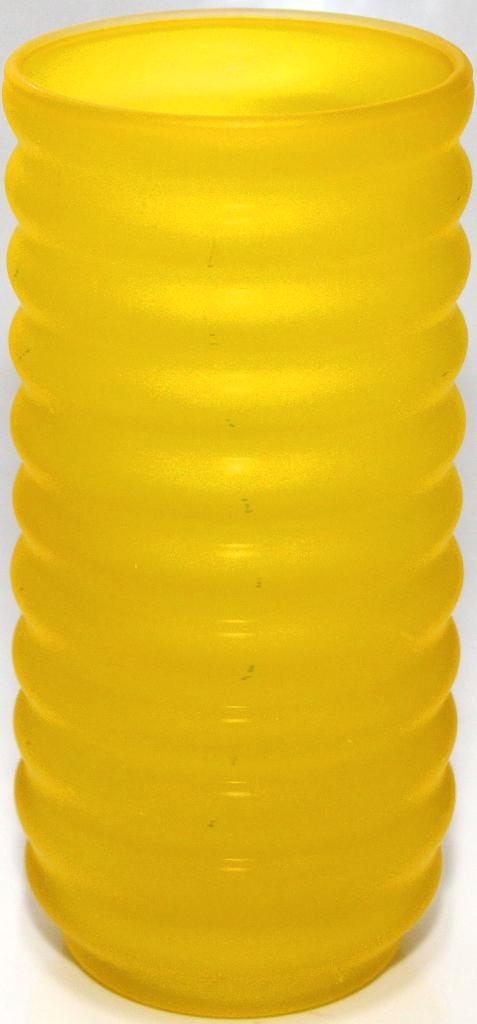 Schitterende Intens Geel Mat Glazen Ribbel Design Vaas, Antiek en Kunst, Antiek | Glas en Kristal, Verzenden