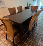 Koloniale Loom Eethoek met 6 Stoelen, Huis en Inrichting, Ophalen, Gebruikt, 50 tot 100 cm, Vijf personen of meer