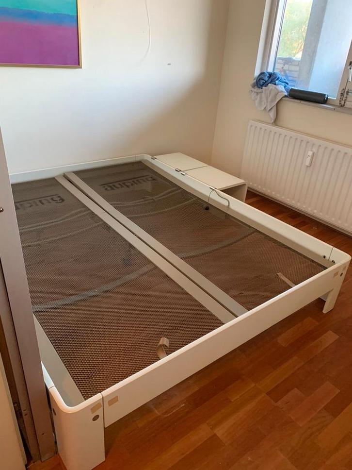 Auping auronde met 2 aanhaak tafeltjes, Huis en Inrichting, Slaapkamer | Bedden, Gebruikt, Tweepersoons, 160 cm, 200 cm, Hout