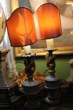 Antieke franse lamp 18e eeuws bois dore vlam ornament kap, Ophalen of Verzenden