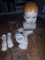Vintage poppenhoofd met  2 poppenvoeten en 2 handen, Antiek en Kunst, Ophalen